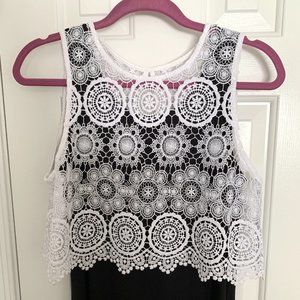 Black midi dress with lace overlay